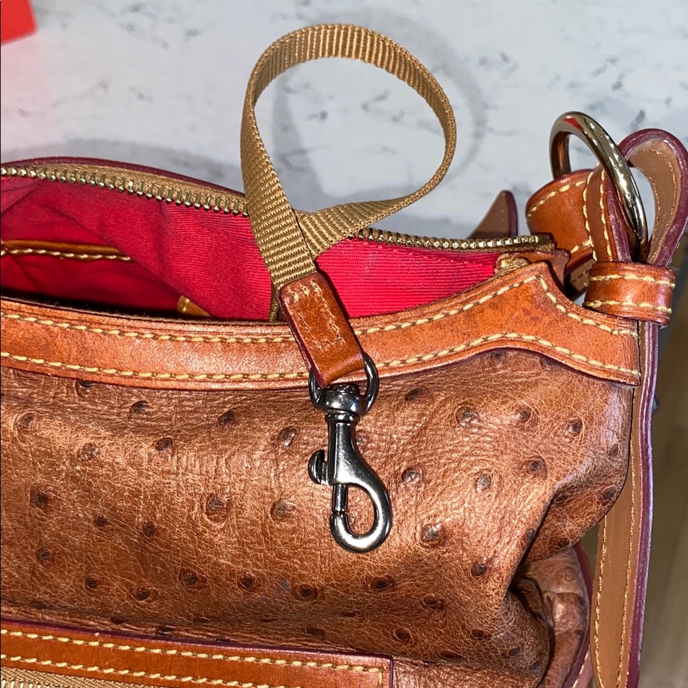 Dooney & Bourke Ostrich-Embossed Tan Shoulder Bag - Picture 8 of 14